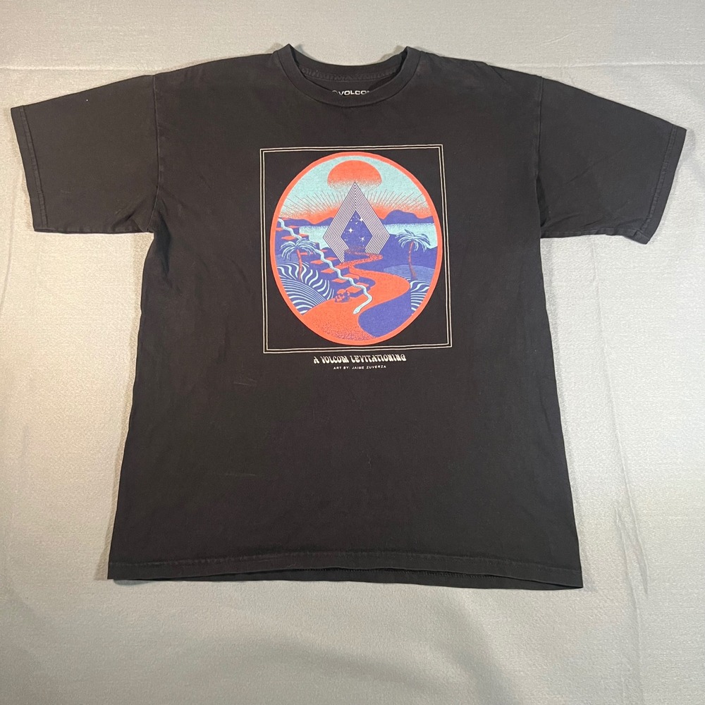 Volcom‎ Levitationing Graphic T-Shirt Men's Size M Medium Black Crew Neck